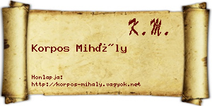 Korpos Mihály névjegykártya