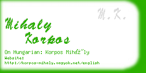 mihaly korpos business card